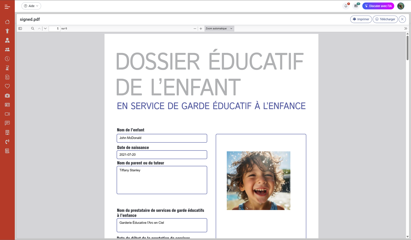 MaGarderie Plus Portrait éducatifs des enfants